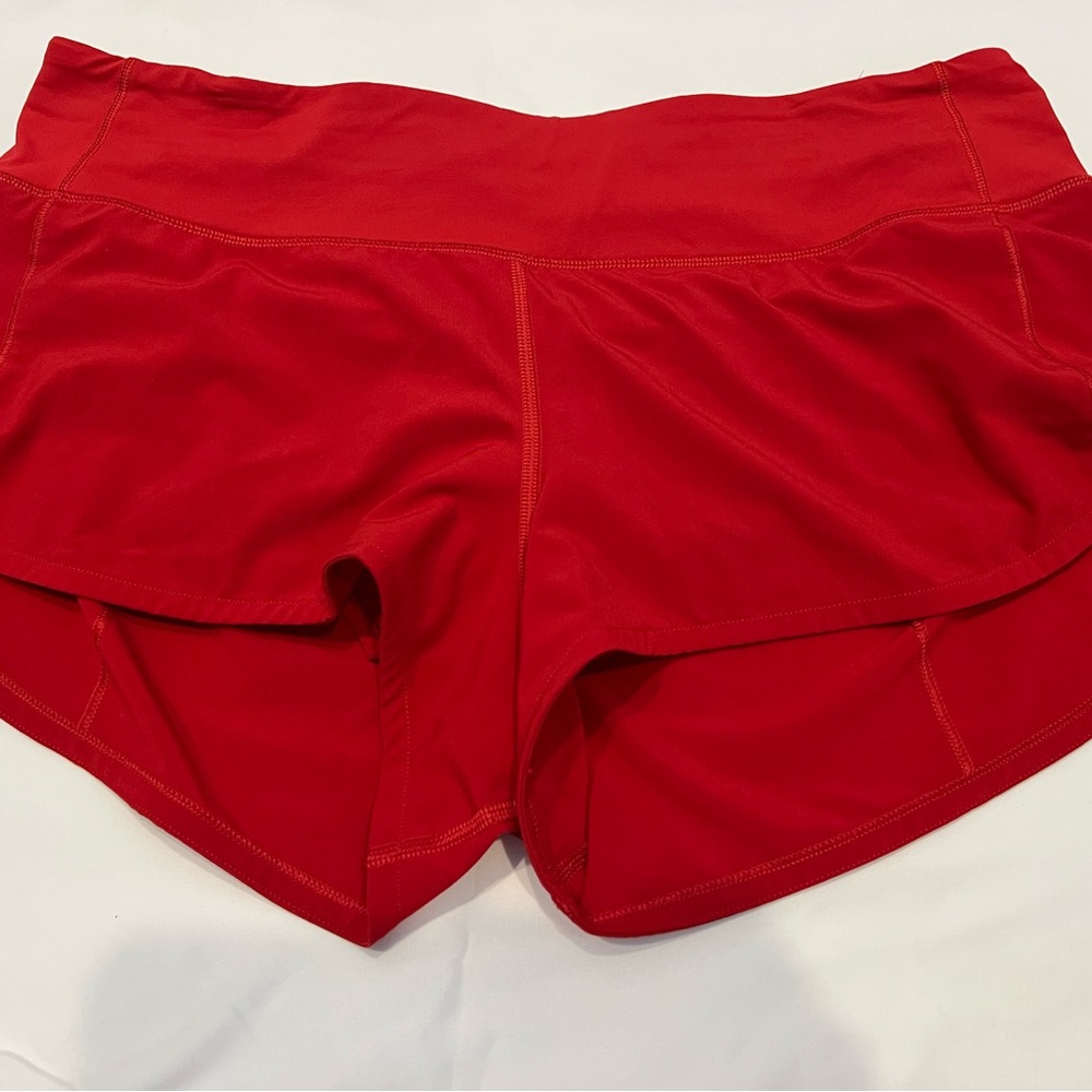 Red Lululemon speed up shorts